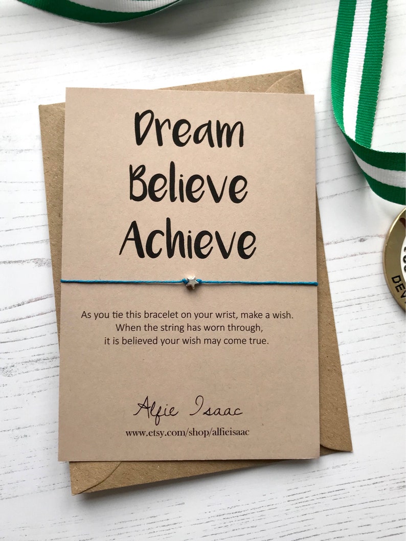 Wish Bracelet Dream Believe Achieve sentiment card with envelope image 1