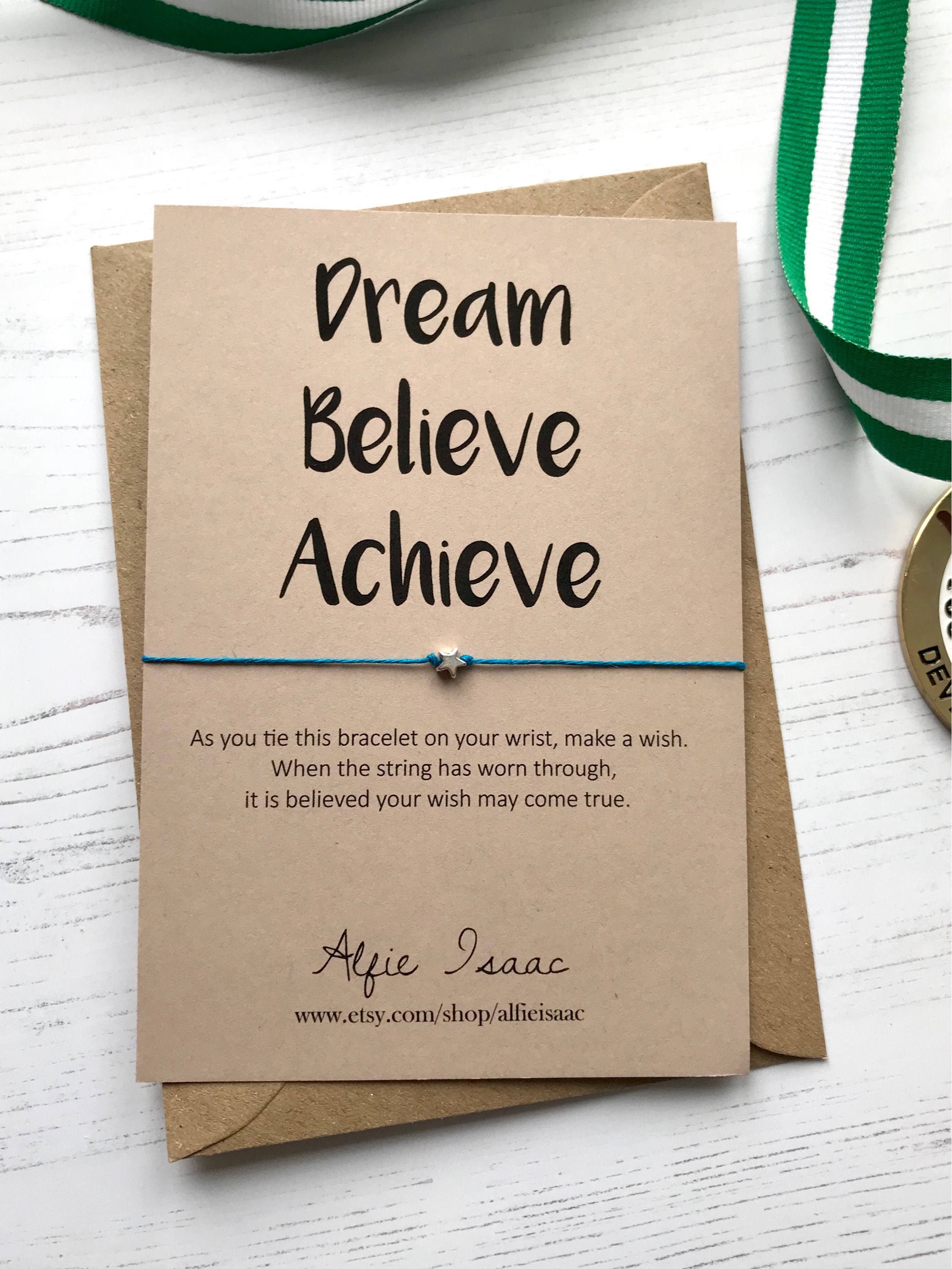 Wish Bracelet Dream Believe Achieve Sentiment Card With Envelope