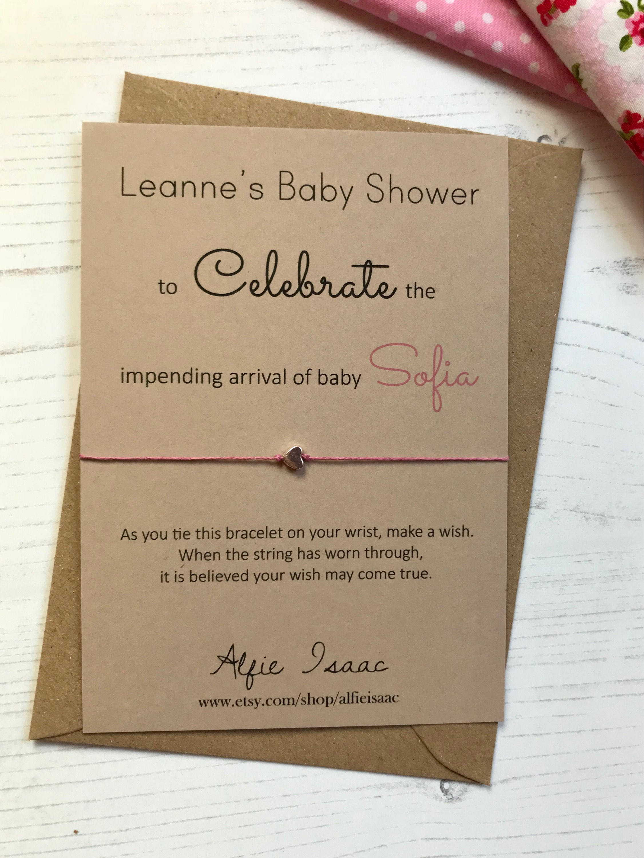 Favors Prizes Personalised Baby Shower Gender Reveal Christening Wish Bracelet 