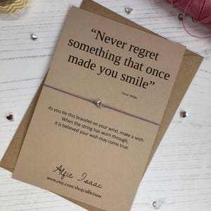 Bracciale Desiderio - "Non rimpiangere mai qualcosa che una volta ti ha fatto sorridere" carta sentiment con busta
