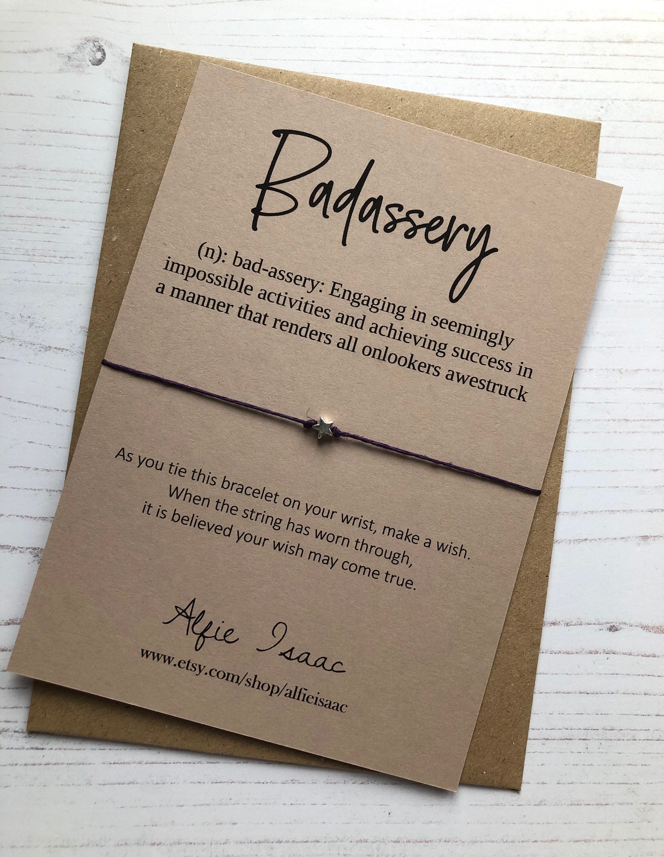 Wish Bracelet Badass-ery Quote Sentiment Card With Envelope 