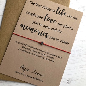 Pulsera de deseo - "Las mejores cosas en la vida ... " tarjeta de opinión y sobre