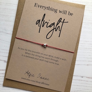 Pulsera de deseos - Todo estará bien - tarjeta de sentimiento con sobre