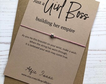 Wish Bracelet - Just a girl boss building her empire quote - sentiment card with envelope