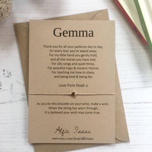 Wish Bracelet - Personalised nursery school teacher poem sentiment card with envelope