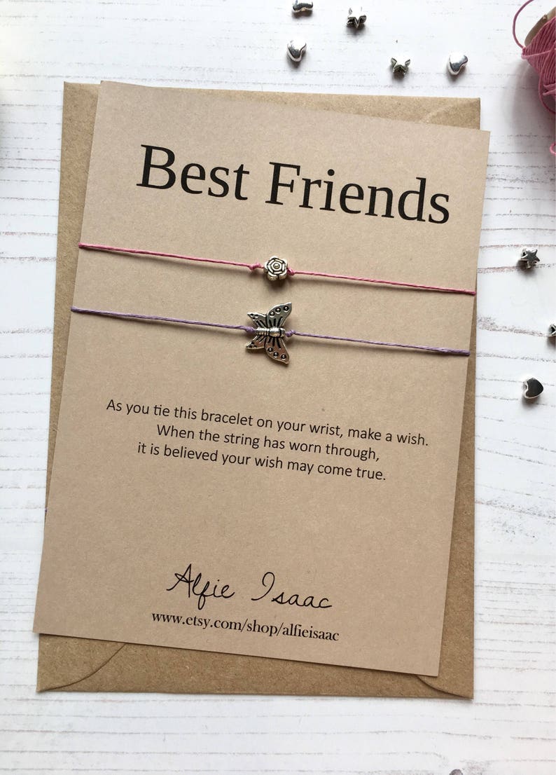 Wish Bracelet Personalised Best Friends set of two bracelets with sentiment card with envelope image 2