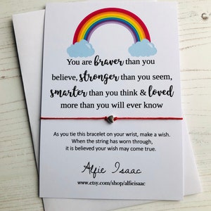 Pulsera Wish - Eres más valiente de lo que crees ... tarjeta de sentimiento con sobre
