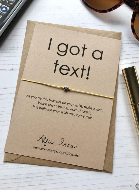 Wish Bracelet - “I got a text!" sentiment card with envelope