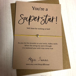 Braccialetto dei desideri - Sei una superstar! Ben fatto per aver lavorato così duramente - carta del sentimento scuola / lavoro con busta