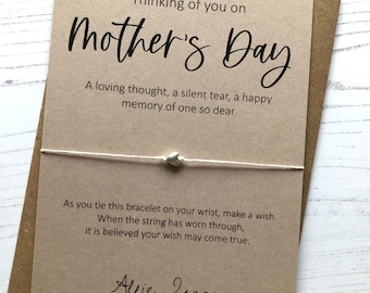 Wish Bracelet - Thinking of you on Mother’s Day - sentiment card and bracelet with envelope.