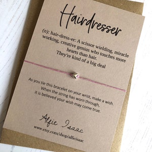 Wish Bracelet - Hairdresser - sentiment card with envelope