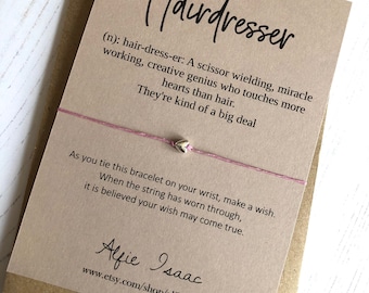 Wish Bracelet - Hairdresser - sentiment card with envelope