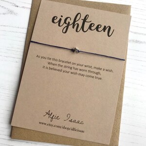 Pulsera de deseos - Tarjeta de recuerdo con sobre para cumpleaños de dieciocho años y dieciocho años