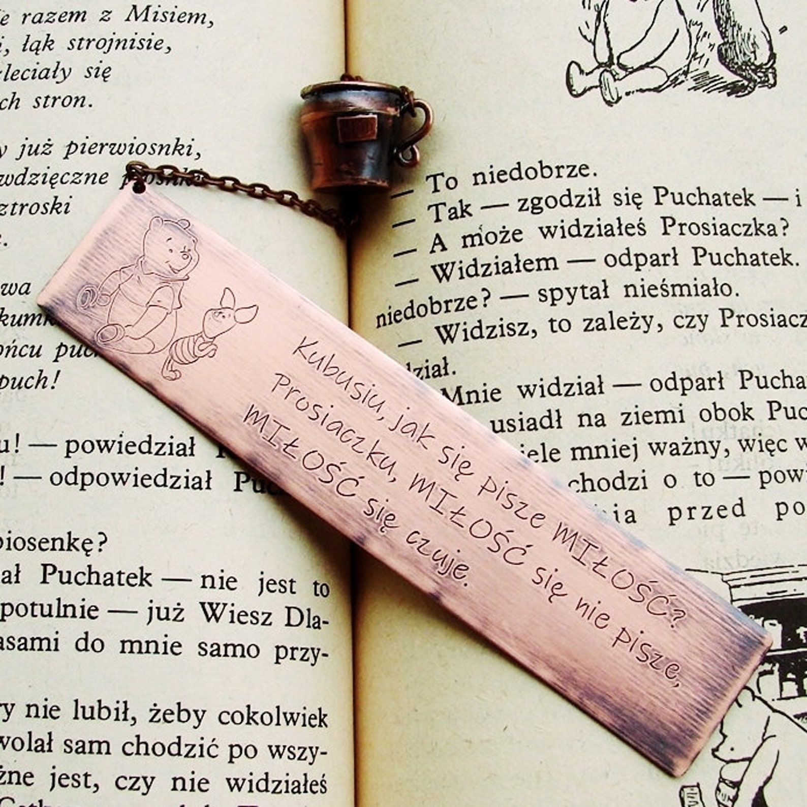 Koper Boekenlegger Winnie de Poeh Hand gegraveerde citaat