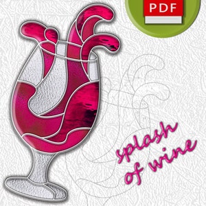 Goblet Splash of wine Stained Glass Pattern Digital PDF file