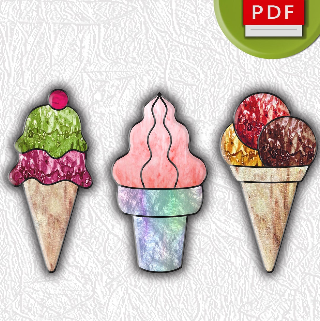 Ice Cream Suncatchers Stained Glass Digital Pattern Etsy