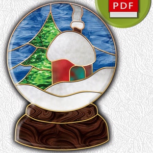 Christmas snowball decoration stained glass digital pattern