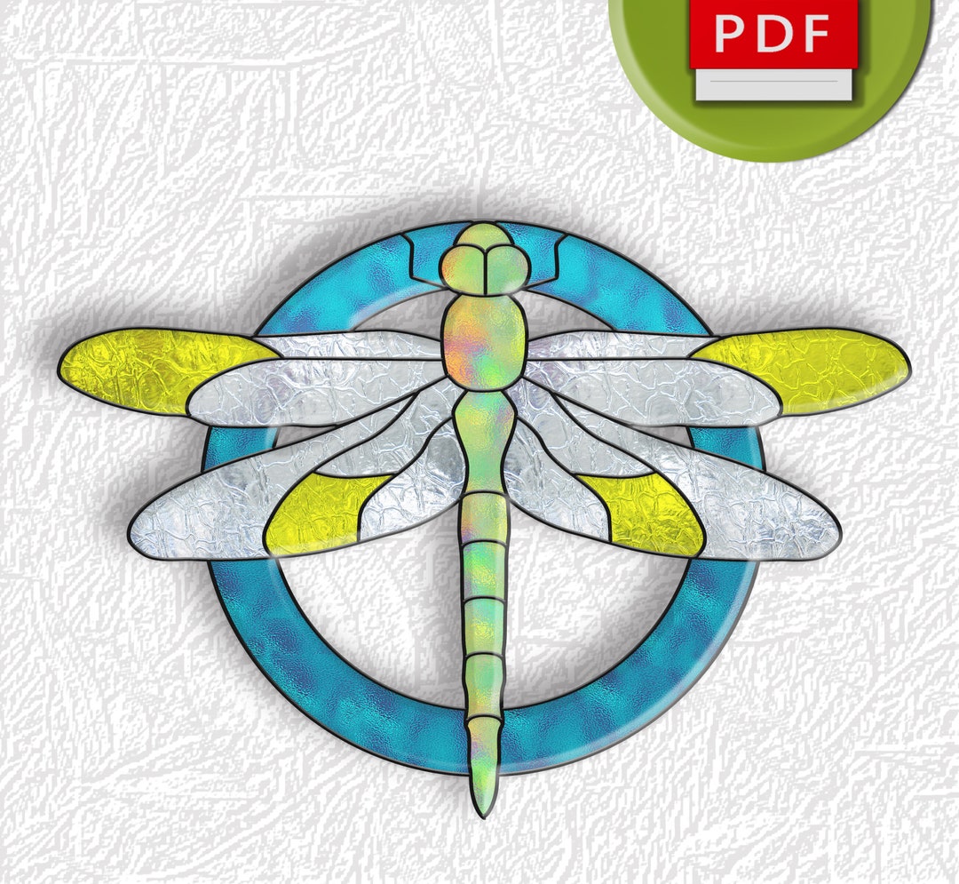 Dragonfly Stained Glass Digital Pattern Mosaic Template - Etsy