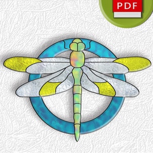 Dragonfly stained glass digital pattern