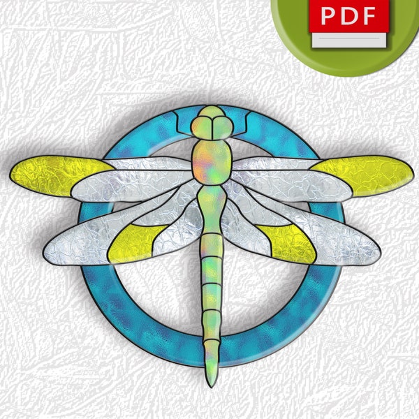 Dragonfly stained glass digital pattern