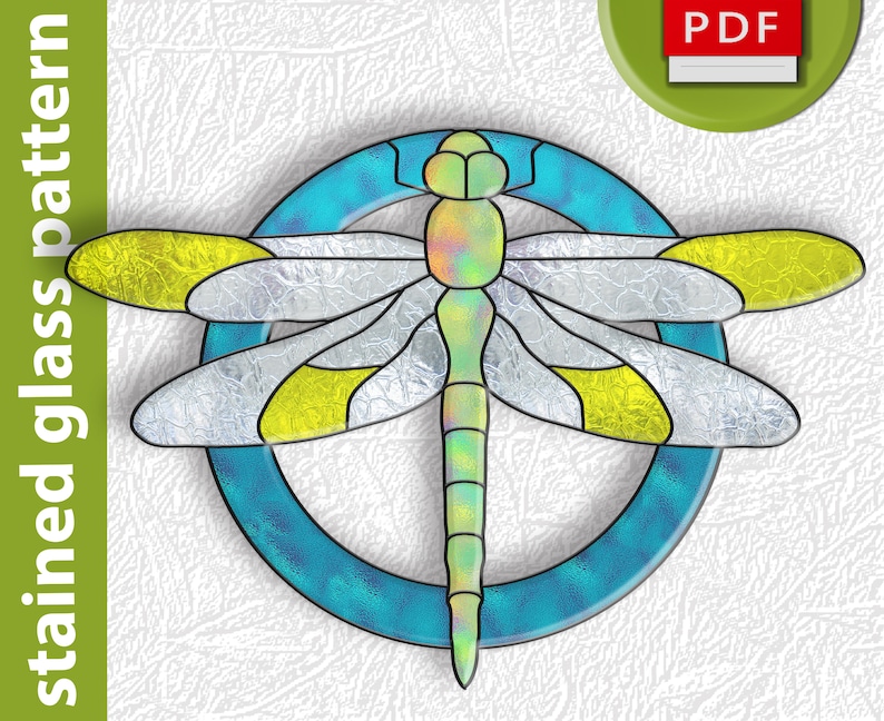 Dragonfly stained glass digital pattern image 2