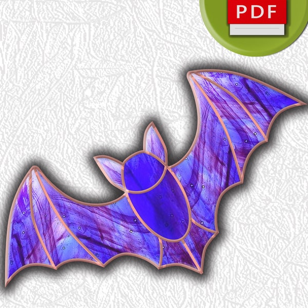 Bat stained glass digital pattern Suncatcher Window Hanging Printable PDF