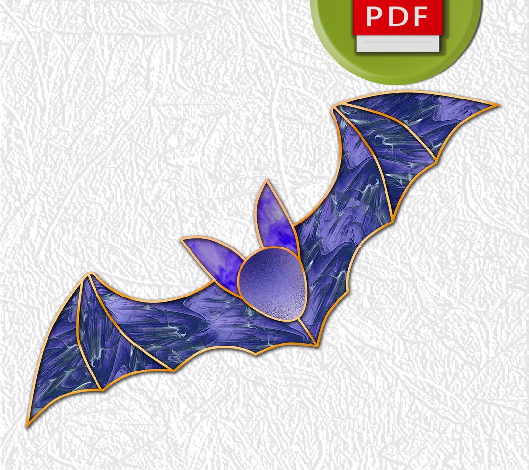 Bat Stained Glass Digital Pattern Suncatcher Window Hanging Printable ...