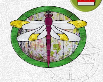 Dragonfly stained glass digital pattern