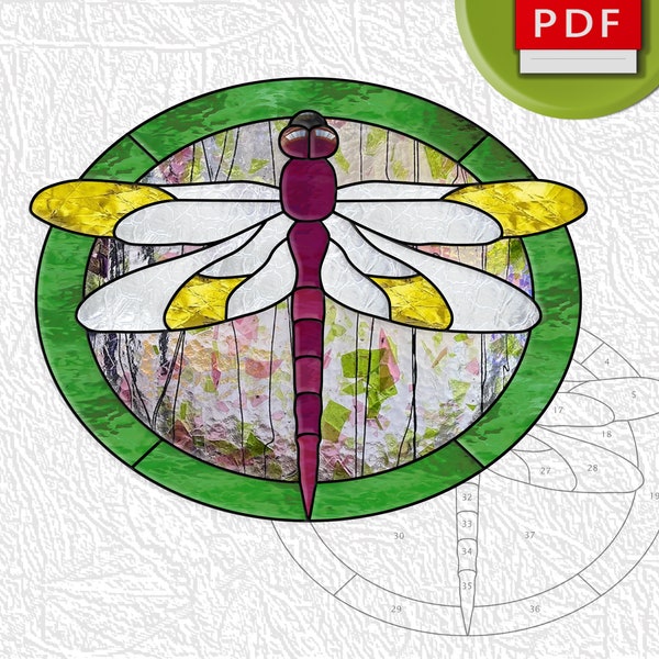 Stained Glass Dragonfly Pattern Etsy