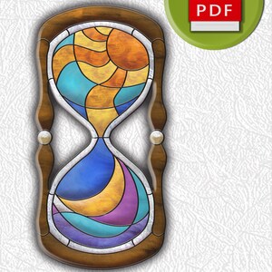 Sandglass Sun and Moon Stained Glass Pattern Digital PDF file