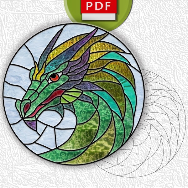 Dragon head stained glass pattern