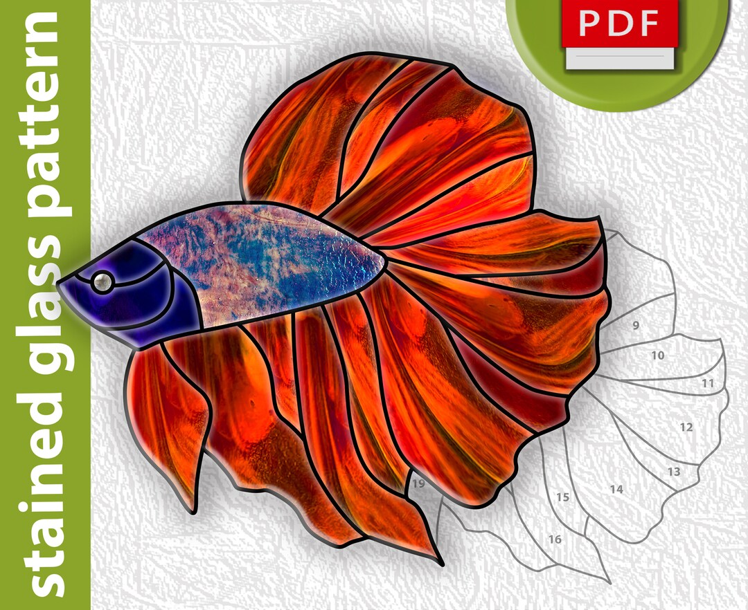 Betta Fish Stained Glass Digital Pattern Suncatcher Window Etsy