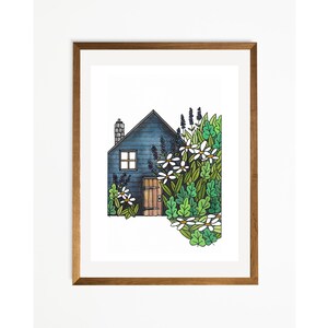 Garden Home Watercolor Illustration Art Print