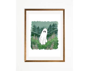 Shoreline Ghost Spooky Illustration Art Print