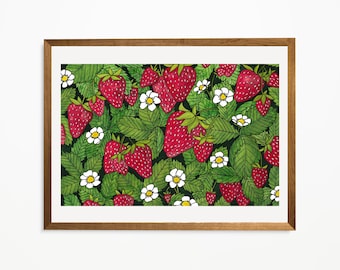Summer Strawberries Illustration Art Print