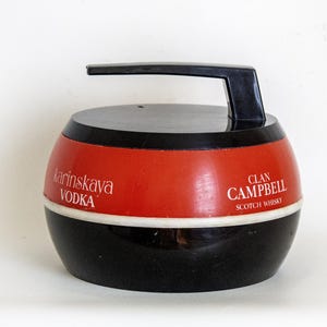 カーリング ストーン アイスバケツ ラージ 赤と黒 プラスチック 1980 年代 フランス ヴィンテージ