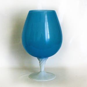 Opaline Blue EMPOLI Brandy Balloon 1970s Italian Vintage Oversized Snifter Glass