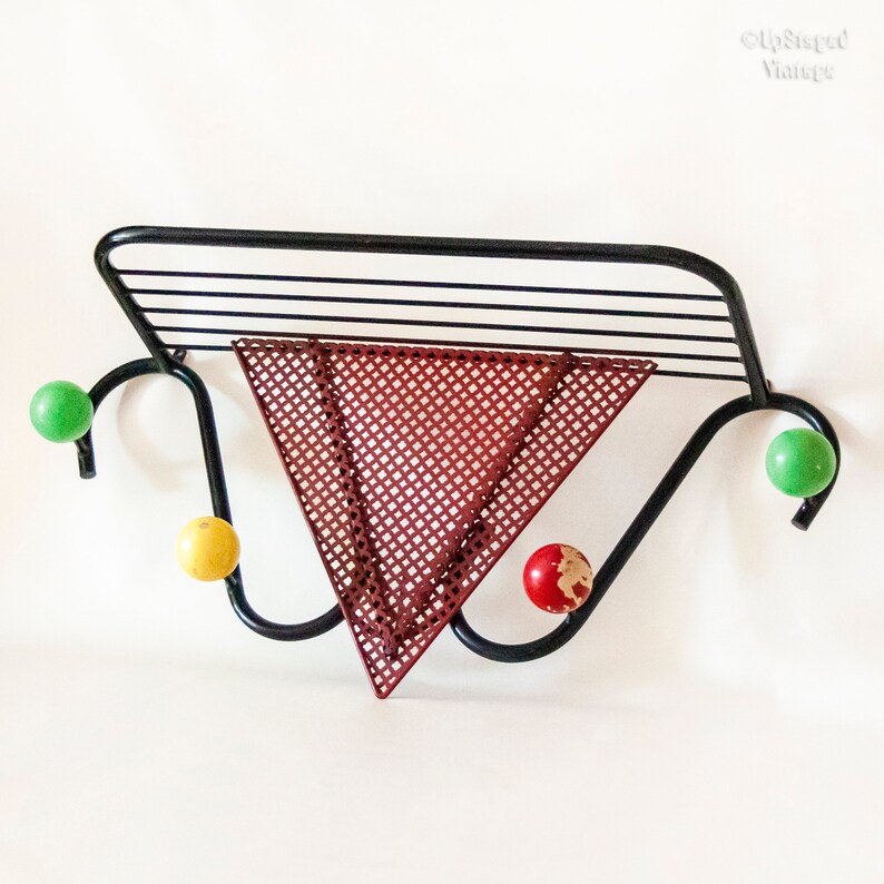 FRENCH Vintage 1950s MCM Coat Rack With Shelf and Coloured Etsy