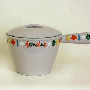 Le Creuset Fondue Sauce Pot Enamel Cast Iron 1980s French Vintage with Lid