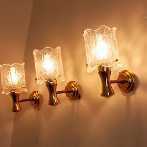 Lucite Sconces THREE Space Age Plastic FRENCH Vintage 1970s Mid-Century Modern Wall Lights