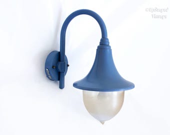 Blaue Außenwandleuchte Vintage ITALIENISCHE Außenlaterne mit Kuppelschirm