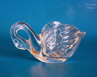 Vintage RCR Royal Crystal Rock 24% Lead Crystal Glass Two Swans