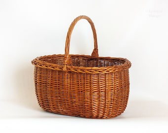 Wicker Shopping Basket French Vintage Woven Mushroom Panier