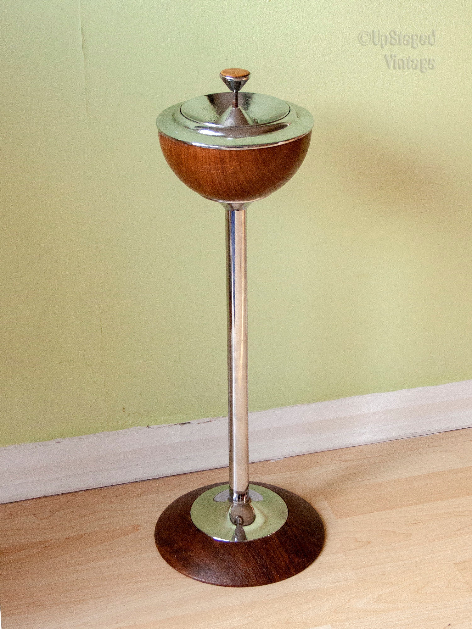 Vintage 1960s/70s Retro IANTHE Teak Effect & Chrome Floor Standing