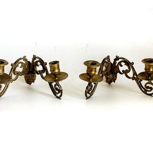 Doppel-Klavier-Kerzenhalter-PAAR antiker französischer Messing-Kerzenhalter-Gothic-Kerzenleuchter-Wandleuchter