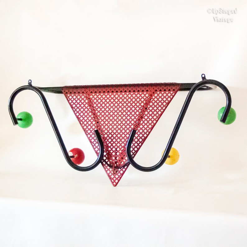 FRENCH Vintage 1950s MCM Coat Rack With Shelf and Coloured Etsy