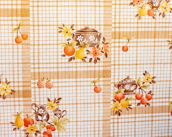 Kitchen Wallpaper with Brown Fruity Checked Design 1 Full Roll of FRENCH 60s/70s Vintage Paper