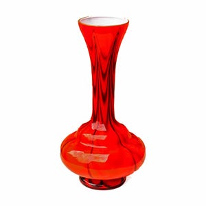 Red & Black Vase by Vetreria Barbieri V.B. Opaline Empoli Art Glass
