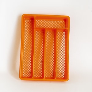 Cutlery Tray 1970s Orange Plastic Vintage Kitchenalia