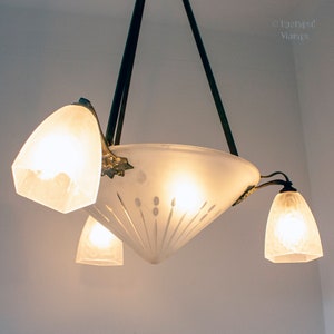 Art Nouveau Chandelier Original FRENCH Antique Ceiling Light Fixture